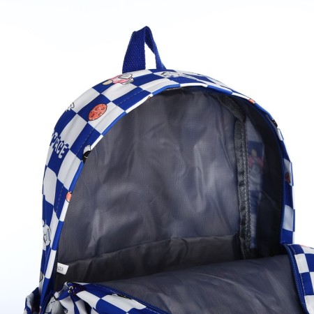 School backpack from textiles on lightning, 3 pockets, blue color-5