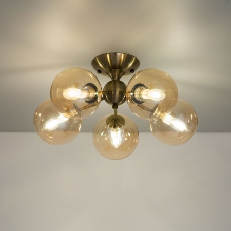 Ceiling chandelier CITILUX “Tommy” CL102153, 52x52x24.5 cm, 5x40W, E14, brown color-6