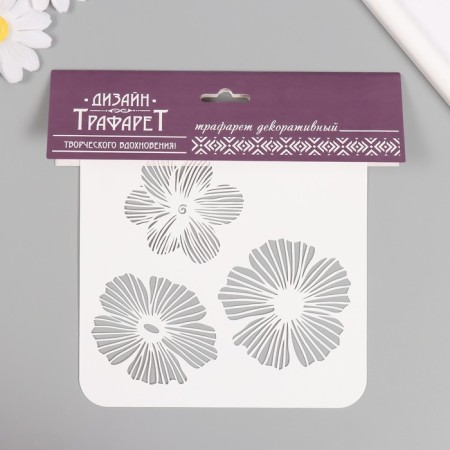 Plastic stencil "Flowers", 15x15 cm-3