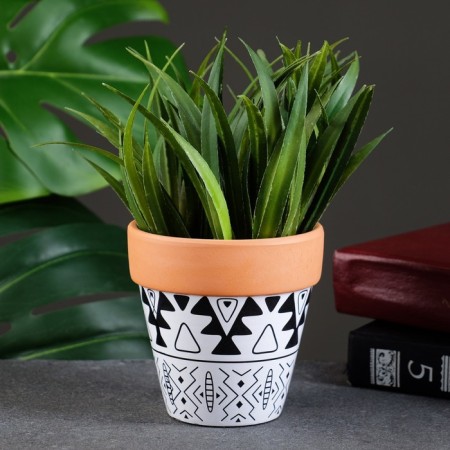 Pot "Trapezius" Terracott with a pattern, 10x9cm, mix-4