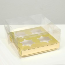 Box for 4 cupcakes, gold, 18.5 × 18 × 10 cm