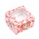 Packaging for 4 cupcakes with a window, pink "Corgi", 16 x 16 x 10 cm