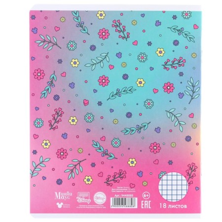 Notebook in a cage 18 sheets, 5 types of mix, cover coated cardboard, Minnie Mouse and unicorn-4