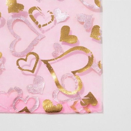 Gift bag "hearts", 10 × 12, pink color with gold-1
