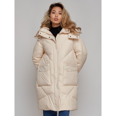 Coat insulated winter female, size 42, beige color-4