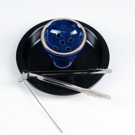 Hookah "Mayala", 52 cm, 1 tube, blue flask, black mine-3