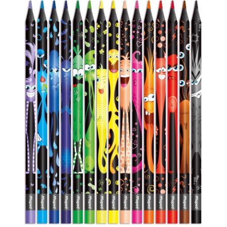 COLOR’PPS MONSTER drawing set: 12 felt -tip pens, 15 plastic colored pencils, decorated-1