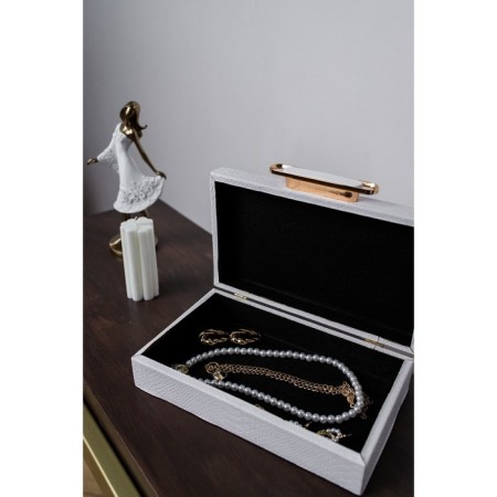 Casket wood to the leatherette "White reptile" 25x15x6.5 cm-4