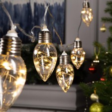 Garland “thread” 3 m with nozzles “drop bulbs”, ip20, transparent thread, 80 LED, glow warm white, 8 modes, 220 V