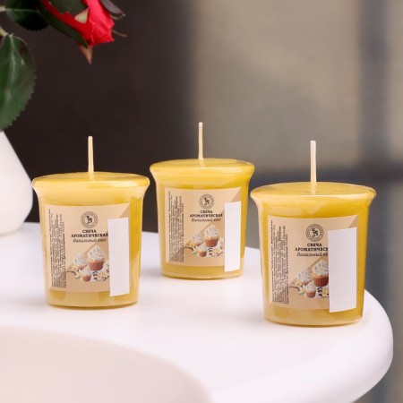 Aromatic candle "Vanilla cupcake", vanilla cake, set 5x4.5 cm, 3 pcs-3