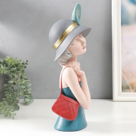 Souvenir Polystone "Baby in a gray hat with a bow in peas" 35x10x16.5 cm-1