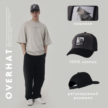 Men's cap with a DIGNITY grid, black color, rr 56-6