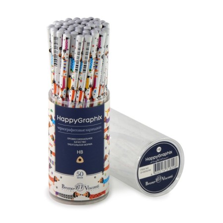 Pencil Chernographic 2 mm Happygraphix "Dachshunds", NV, three -sided-1