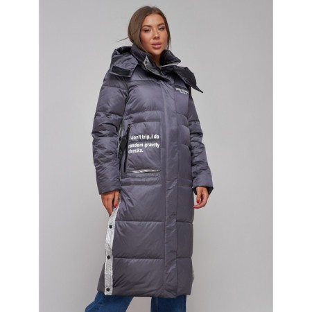 Coat insulated winter female, size 44, dark purple color-8