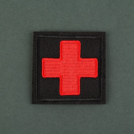 Chevron on Velcro "Red Cross", 4.7 × 4.7 cm, black/red color-1