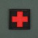 Chevron on Velcro "Red Cross", 4.7 × 4.7 cm, black/red color