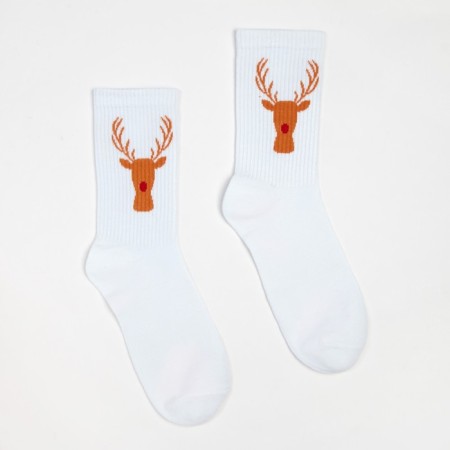 Socks "Reindeer trophy", white color, size 23-27 (38-41)-1