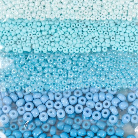Round beads "shades of blue" 8 colors x 10 grams-1