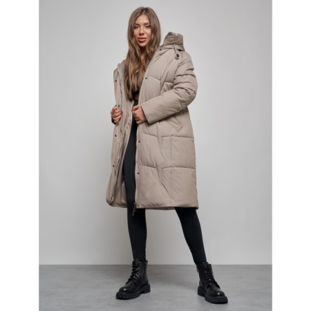 Coat insulated winter female, size 44, color light brown-13