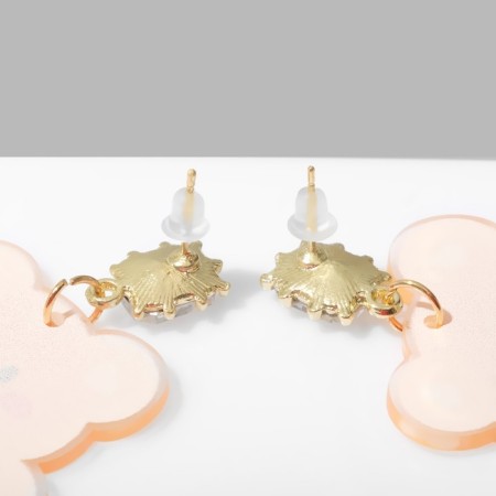 Earrings Plastic "Bear" in bows, colored in gold-2