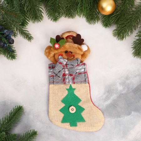 A toe for gifts "Losyash and Christmas tree" 12x24 cm, beige-1
