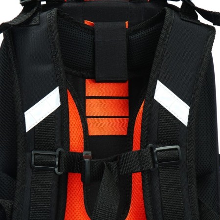 School backpack 38 x 30 x 16 cm, ergonomic back, Stavia "Super Car", black/orange-11