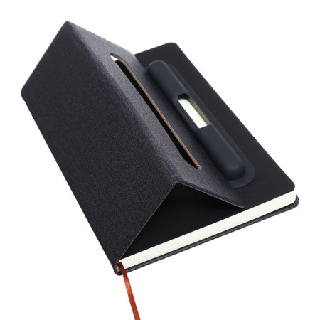Leduced Diary A5, 96l, Lin, Holder for phone/tablet/handles, black-2