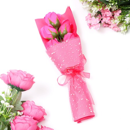 Bouquet of soap roses, fuchsia color-4