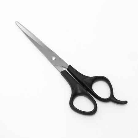 Hairdressers scissors with emphasis, blade - 6 cm, black/silver color-1