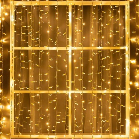 Garland "Curtain" 2 × 3 m, IP65, UMS, white thread, 760 LED, warm white glow, 220 V