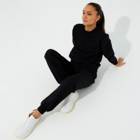 Women's costume (sweatshirt, trousers) minku: Casual Collection Black color, size 50-6