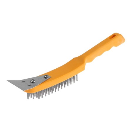 Metallic manual tundra brush, with a spatula, plastic handle, 5-row
