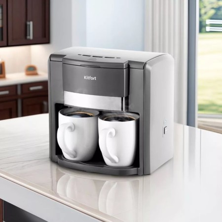Coffee machine KitFort KT-7302, drip, 500 watts, 0.3 l, gray-4
