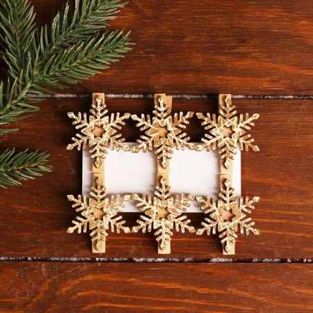 A set of decorative clothespins with “snowflakes” backlight 12 × 8 cm, set 6 pcs.-1
