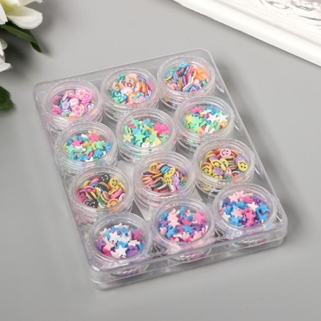 Decor for creativity Rubber "Assorted" set 12 pcs d = 0.6 cm 2 g = 1 jar 1.8x9.5x12.5 cm-3