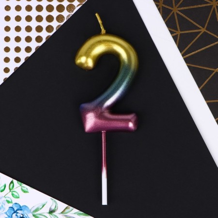 Candle for the cake, number "2", 10 x 3.5 cm.