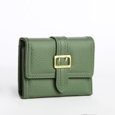 Women's wallet on the button, green color