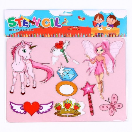 Stencil for kids "Princess and Unicorn" with coloring-2