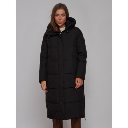 Coat insulated winter female, size 48, black color-7