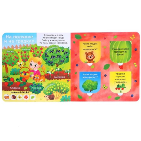 Cardboard book with windows "In the forest, garden and garden", 10 p.-3