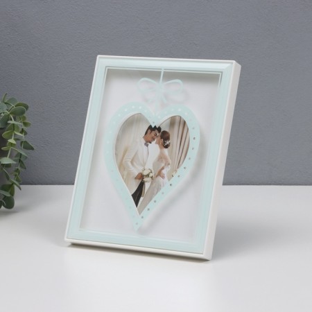 Photo frame plastic in 1 photo13x18 cm "Heart with a bow" White paper embossing 18x2x23 cm-1