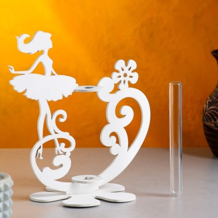 Wooden Kashpo 13.5 × 13 × 22 cm with 1 flask "ballerina", white give beautifully-4