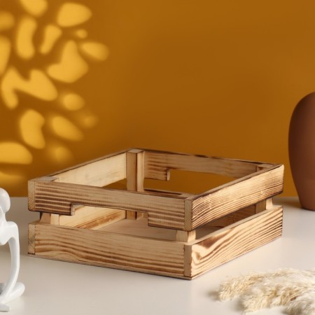 Kashpo wooden double -rideous, firing 25x22x9 cm natural-1