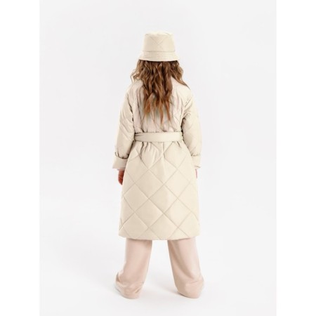 Пальто стёганое для девочек AmaroBaby TRENDY, рост 128-134 см, цвет молочный-14