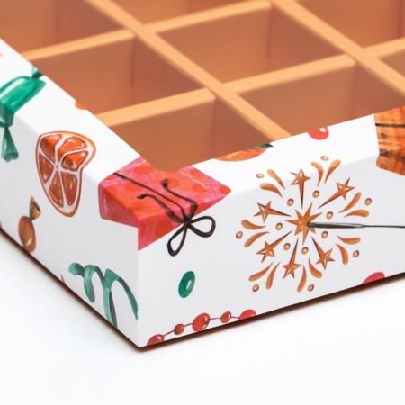 New Year. Box under 12 sweets "Mandarins", 19 x 15 x 3.6 cm, confectionery packaging-6