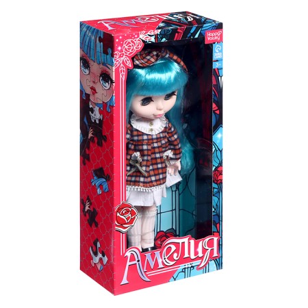 Ashpen "Amelia" doll, 28 cm, dress in a cell-5