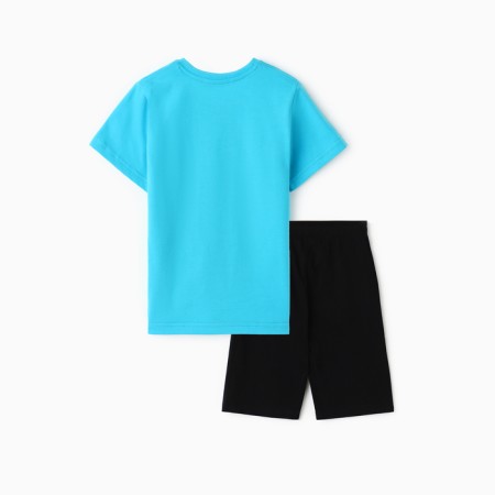 A set for a boy (T -shirt/shorts), turquoise/black color, height 110 cm-4