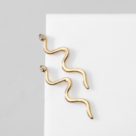 Earrings Metal "Snake" miniature, color gold