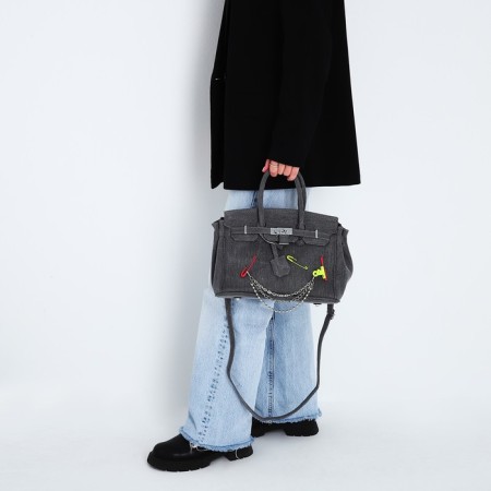 Women's bag from textiles, 30x21x15 cm,-11