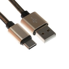 Type- C cable - usb, 2.1 a, nylon braid, 2 meters, golden